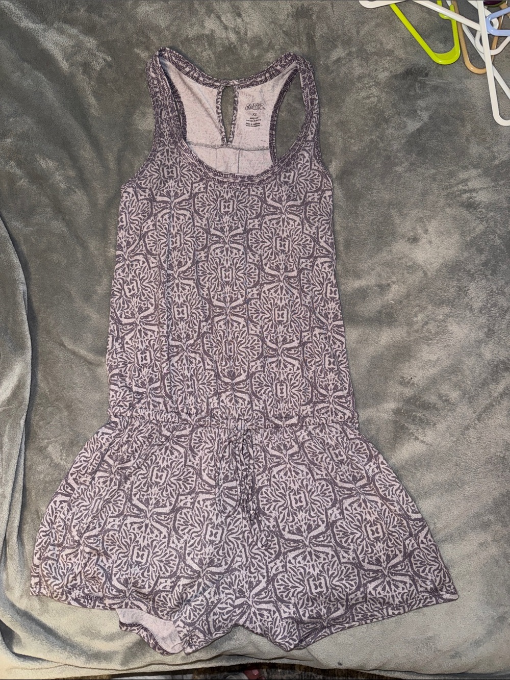Gilligan & O'Malley Purple Patterned Tank Romper